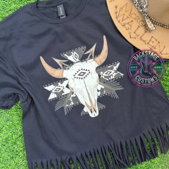 New Western Bull Fringe Tee - Picture 1 of 4
